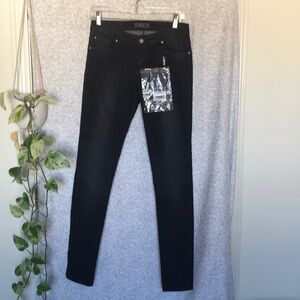 Hanny Deep black moto skinny jeans